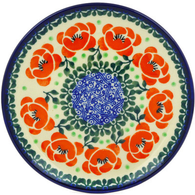 Polish Pottery Toast Plate Orange Flower Wreath