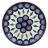 Polish Pottery Toast Plate Peacock Leaves