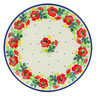 Polish Pottery Toast Plate Red Poppy Chain