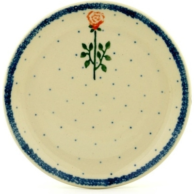 Polish Pottery Toast Plate Single Rose