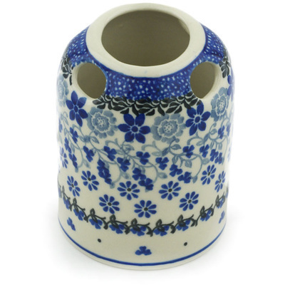 Polish Pottery Toothbrush Holder 4&quot; Blue Country Field