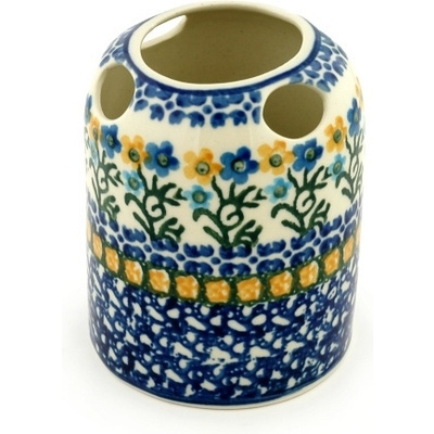 Polish Pottery Toothbrush Holder 4&quot; Field Of Wildflowers