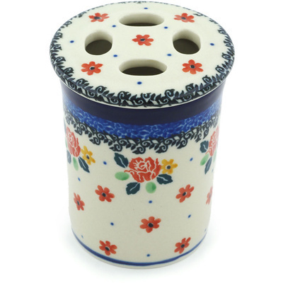 Polish Pottery Toothbrush Holder 4&quot; Garden Party