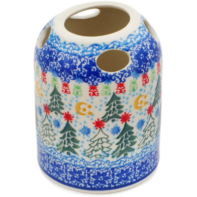 Polish Pottery Toothbrush Holder 4&quot; Glowing Christmas Trees UNIKAT