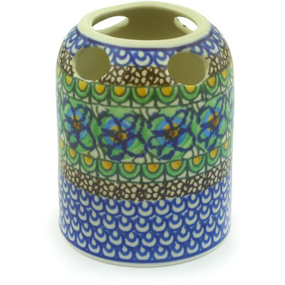 Polish Pottery Toothbrush Holder 4&quot; Mardi Gras UNIKAT