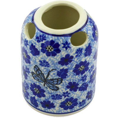 Polish Pottery Toothbrush Holder 4&quot; Misty Dragonfly