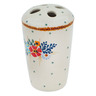 Polish Pottery Toothbrush Holder 5&quot; Rustic Field Flowers Red