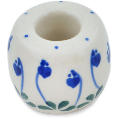 Polish Pottery Toothbrush Stand 2&quot; Bleeding Heart Peacock