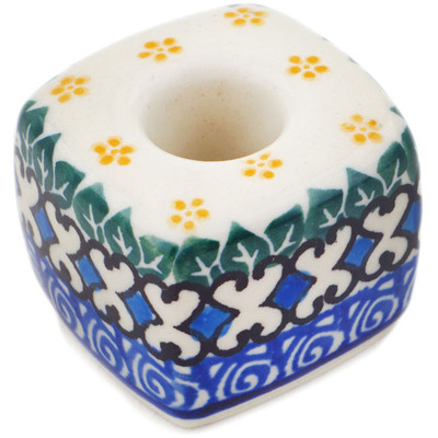 Polish Pottery Toothbrush Stand 2&quot; Blue Bonnets UNIKAT