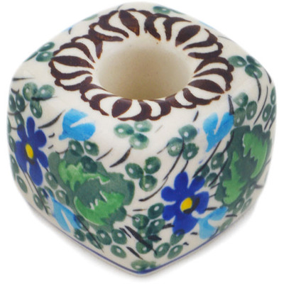 Polish Pottery Toothbrush Stand 2&quot; Blue Violet Garden UNIKAT