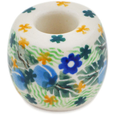 Polish Pottery Toothbrush Stand 2&quot; Floral Blue Dreams UNIKAT