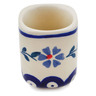 Polish Pottery Toothbrush Stand 2&quot; Peacock Forget-me-not
