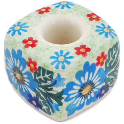 Polish Pottery Toothbrush Stand 2&quot; Red Floral Delight UNIKAT