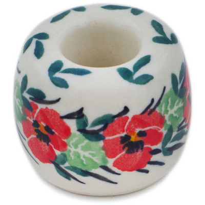 Polish Pottery Toothbrush Stand 2&quot; Red Pansy