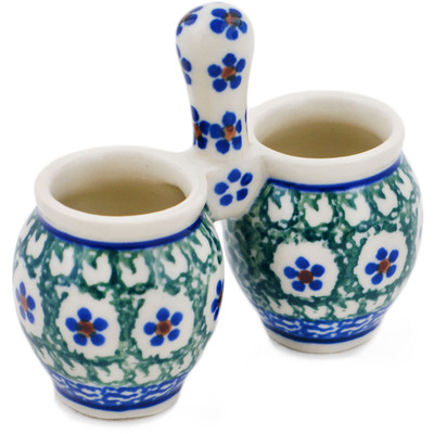 Polish Pottery Toothpick Holder 3&quot; Daises And Tall Grass UNIKAT