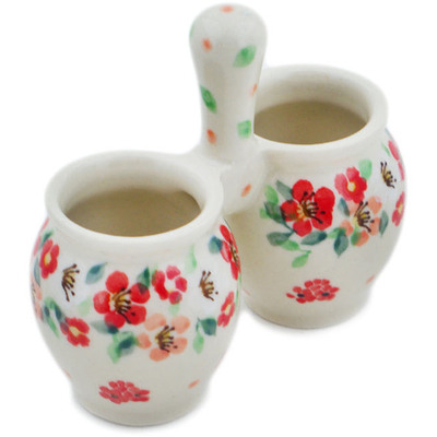 Polish Pottery Toothpick Holder 3&quot; Rosey Starburst Poppy UNIKAT