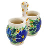 Polish Pottery Toothpick Holder 3&quot; Wind Blown Blue Bells UNIKAT
