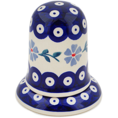 Polish Pottery Toothpick Holder 4&quot; Peacock Forget-me-not