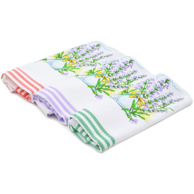 Textile cotton towel kitchen set of 3 Lovingly Lavender