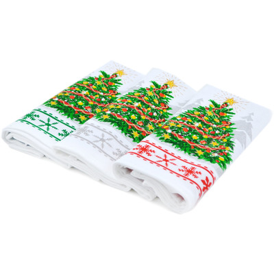 Textile cotton towel kitchen set of 3 Twinkling Christmas Tree