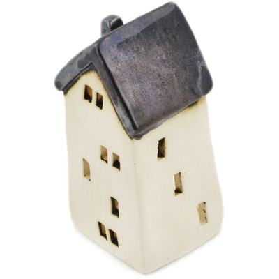 Ceramic Townhome Luminary Candle Holder 6-inch  Grey