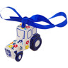 Polish Pottery Tractor Ornament 3&quot; Rainbow Delight UNIKAT