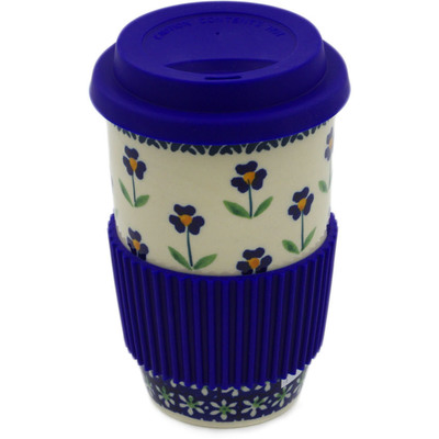 Polish Pottery Travel Coffee Mug Mariposa Lily