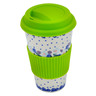 Polish Pottery Travel Coffee Mug with Muliticolor Sleeve Stormy Vines UNIKAT