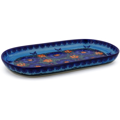 Polish Pottery Tray 11&quot; Midnight Garden UNIKAT