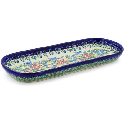 Polish Pottery Tray 11&quot; Ring Of Flowers UNIKAT