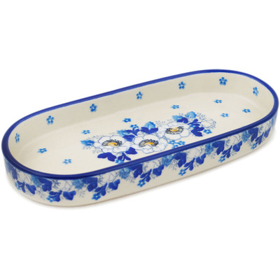Polish Pottery Tray 8&quot; Blue Spring