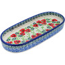 Polish Pottery Tray 8&quot; Delicate Red Flowers