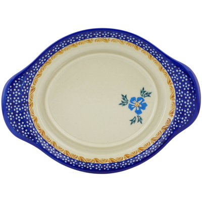 Polish Pottery Tray 9&quot; Blue Cornflower