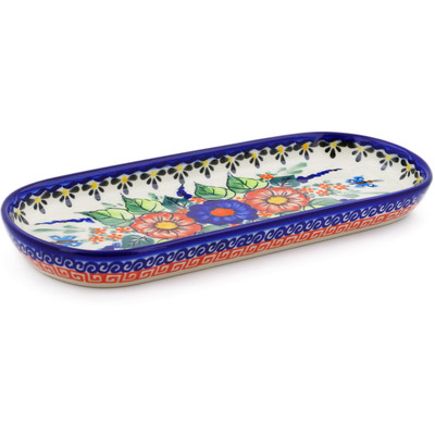 Polish Pottery Tray 9&quot; Spring Splendor UNIKAT