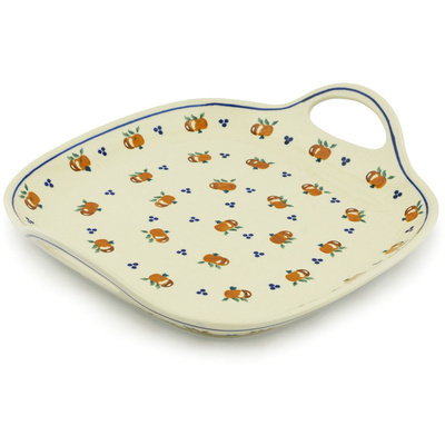 Polish Pottery Tray with Handles 10&quot; Country Apple