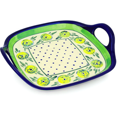 Polish Pottery Tray with Handles 10&quot; Limon Swirl