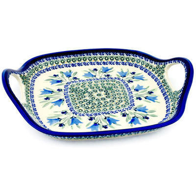 Polish Pottery Tray with Handles 10&quot; Tulip Fields UNIKAT