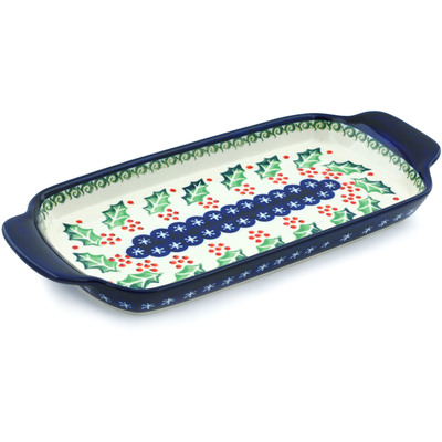 Polish Pottery Tray with Handles 12-inch