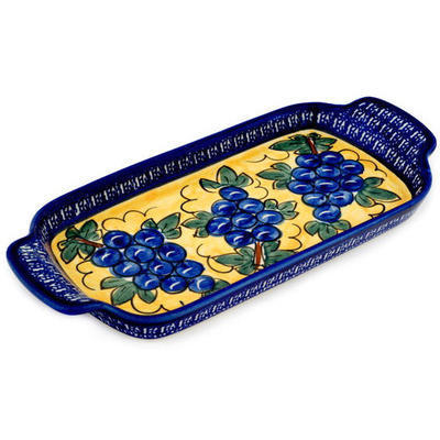 Polish Pottery Tray with Handles 12-inch Tuscan Grapes