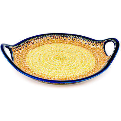 Polish Pottery Tray with Handles 13&quot; Caliente UNIKAT