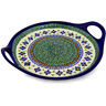Polish Pottery Tray with Handles 13&quot; Gingham Flowers
