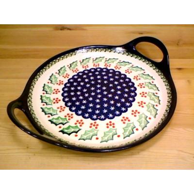 Polish Pottery Tray with Handles 13&quot;