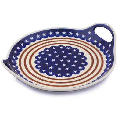 Polish Pottery Tray with Handles 13&quot; Stars And Stripes