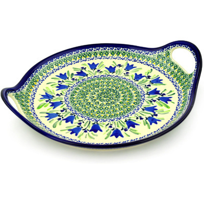 Polish Pottery Tray with Handles 13&quot; Tulip Fields UNIKAT