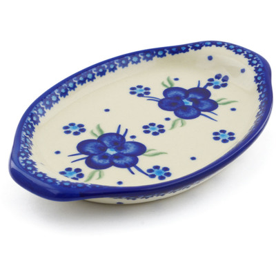 Polish Pottery Tray with Handles 7&quot; Bleu-belle Fleur