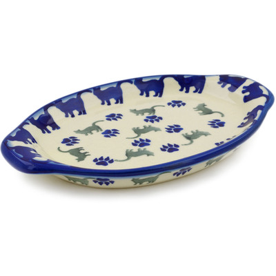 Polish Pottery Tray with Handles 7&quot; Boo Boo Kitty Paws