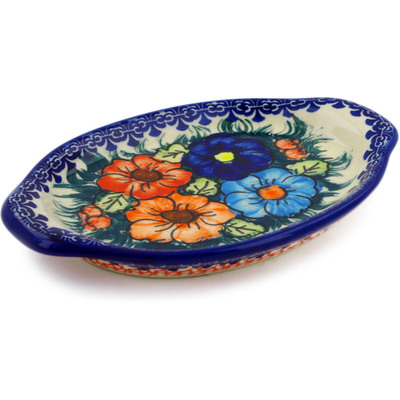 Polish Pottery Tray with Handles 7&quot; Butterfly Splendor