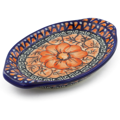Polish Pottery Tray with Handles 7&quot; Fire Poppies UNIKAT