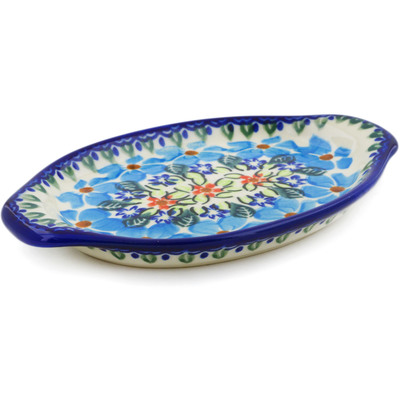 Polish Pottery Tray with Handles 7&quot; Pansy Morning