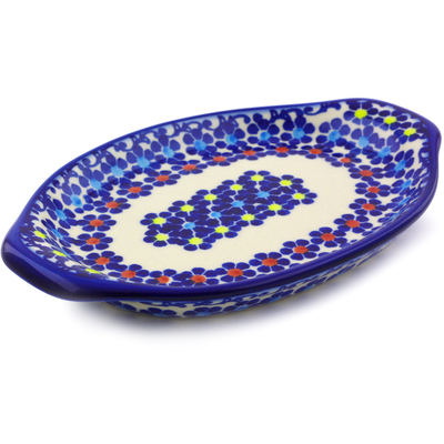 Polish Pottery Tray with Handles 7&quot; Pansy Plenty